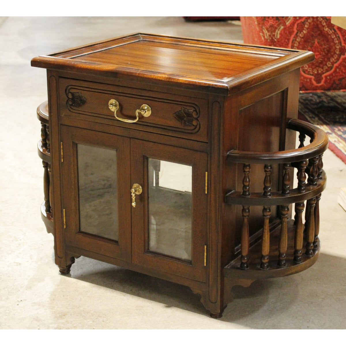 Mahogany Accent Cabinet w/Glass Doors & Tray