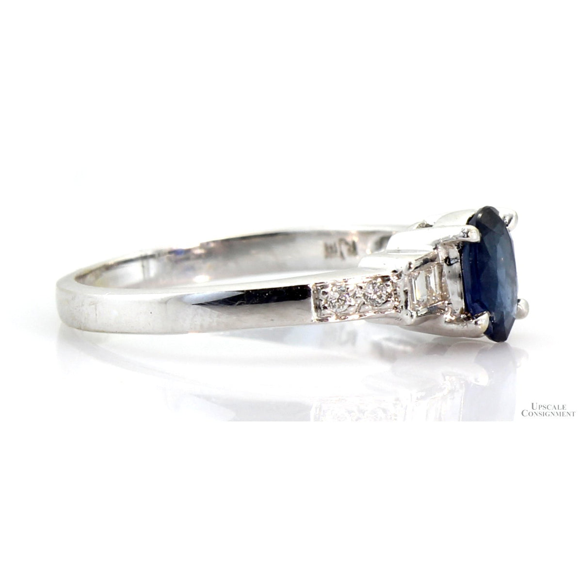Natural .50ct Sapphire & Diamond 14K White Gold Ring