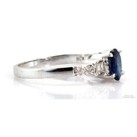 Natural .50ct Sapphire & Diamond 14K White Gold Ring