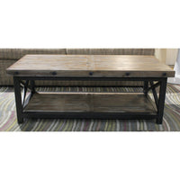 Rustic Plank Top Metal & Wood Coffee Table