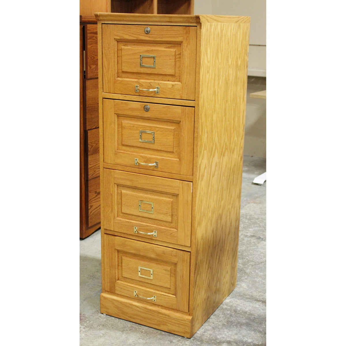 Golden Oak 4 Drawer File Cabinet