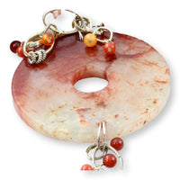 Handmade Agate Bead & Donut Shape Pendant Necklace