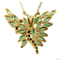 3.00ctw Emerald & Diamond Butterfly 18K Gold Vermeil Necklace