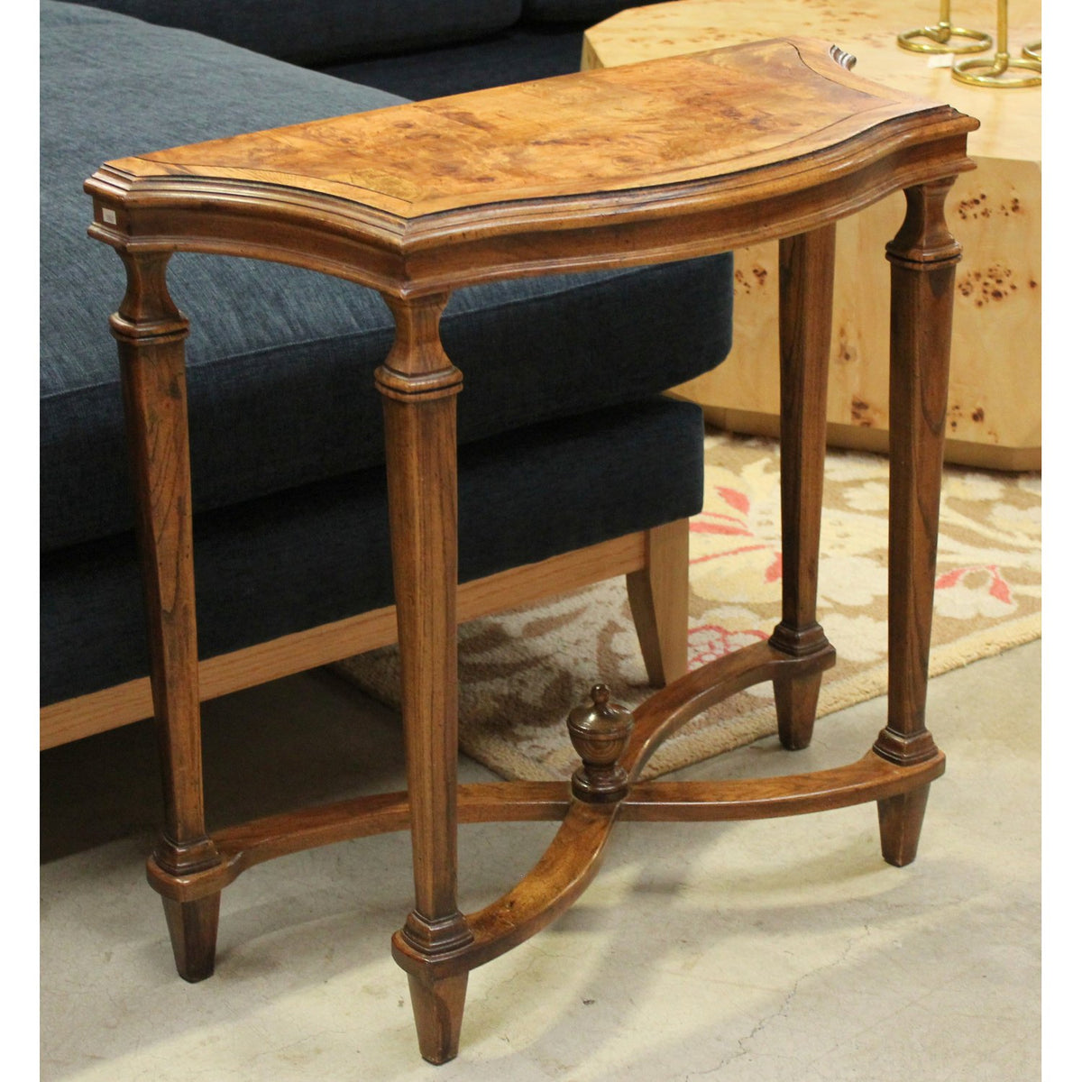 Burlwood Parquet Top Console Table