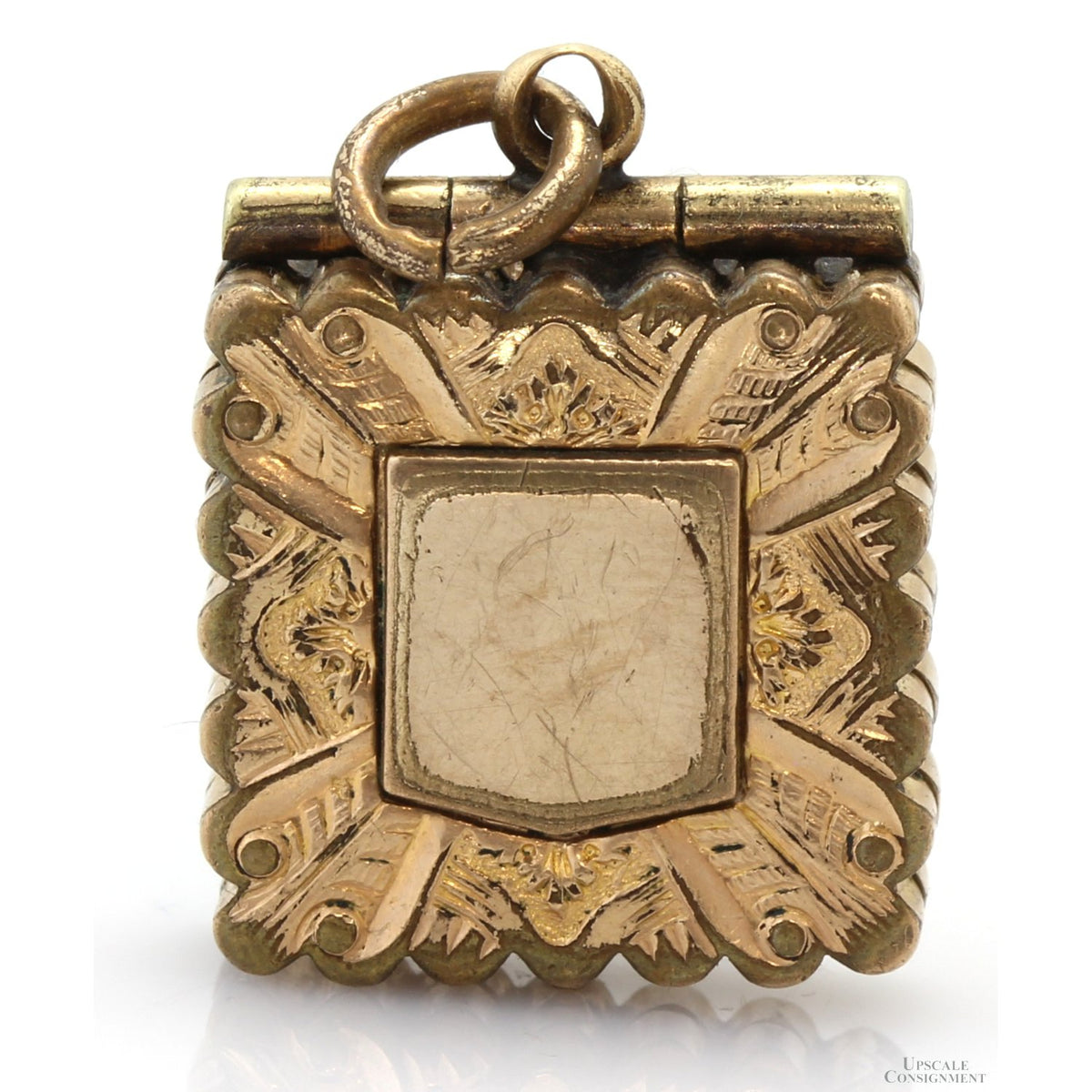 Vintage Tiger's Eye Cameo Locket Pendant with 14K Gold Accents