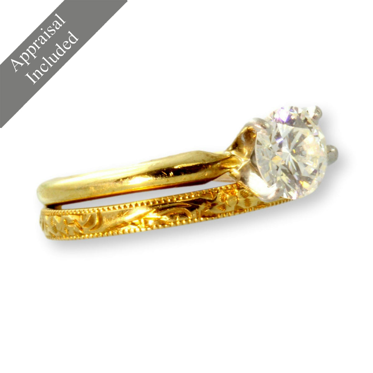 1.02ct Diamond Engagement 18K Gold Wedding Ring Set