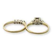 Vintage 14K Diamond Engagement & Wedding Band Set