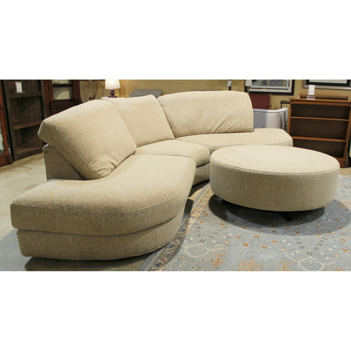 Thayer Coggin Curved Sectional w/Ottoman