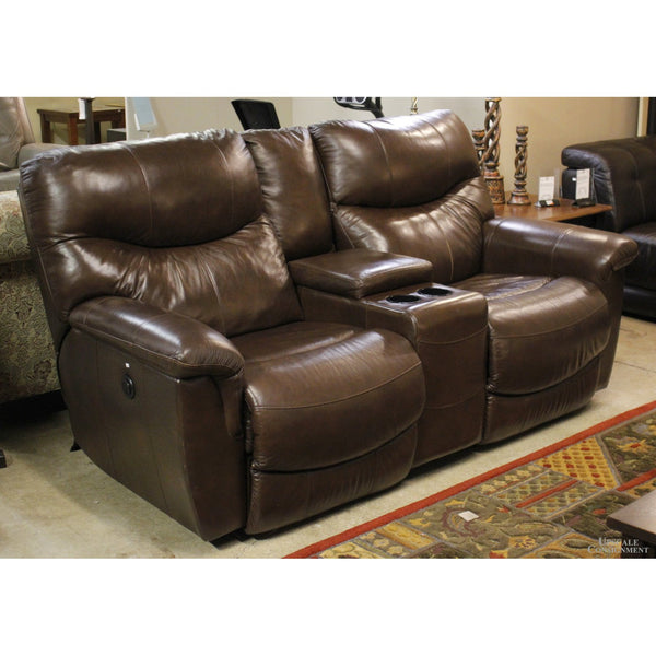 Parker Furniture Brown Leather Dual Reclining Loveseat