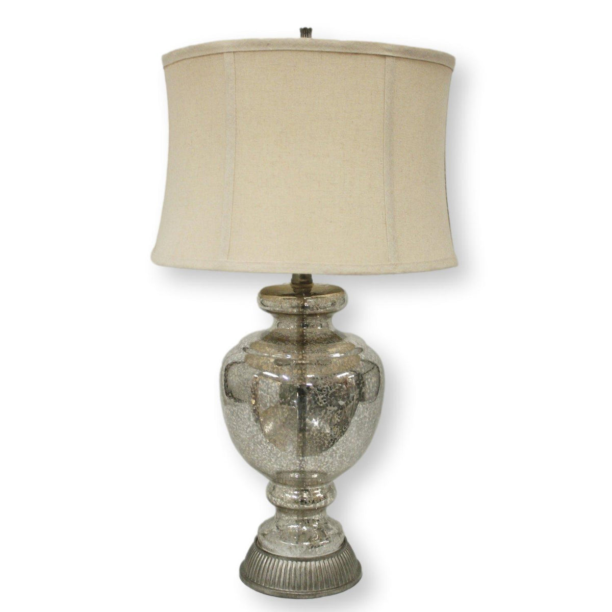 Mottled Mercury Glass Lamp w/Linen Shade
