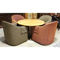 Oak Dinette Set w/4 Upholstered Barrel Chairs