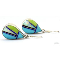 Sterling Silver Turquoise Gaspeite Opal Lapis Onyx Earrings