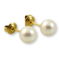 7.15mm Cultured White Pearl 14K Gold Stud Earrings