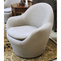 American Leather 'Feliz' Gray Swivel Barrel Chair
