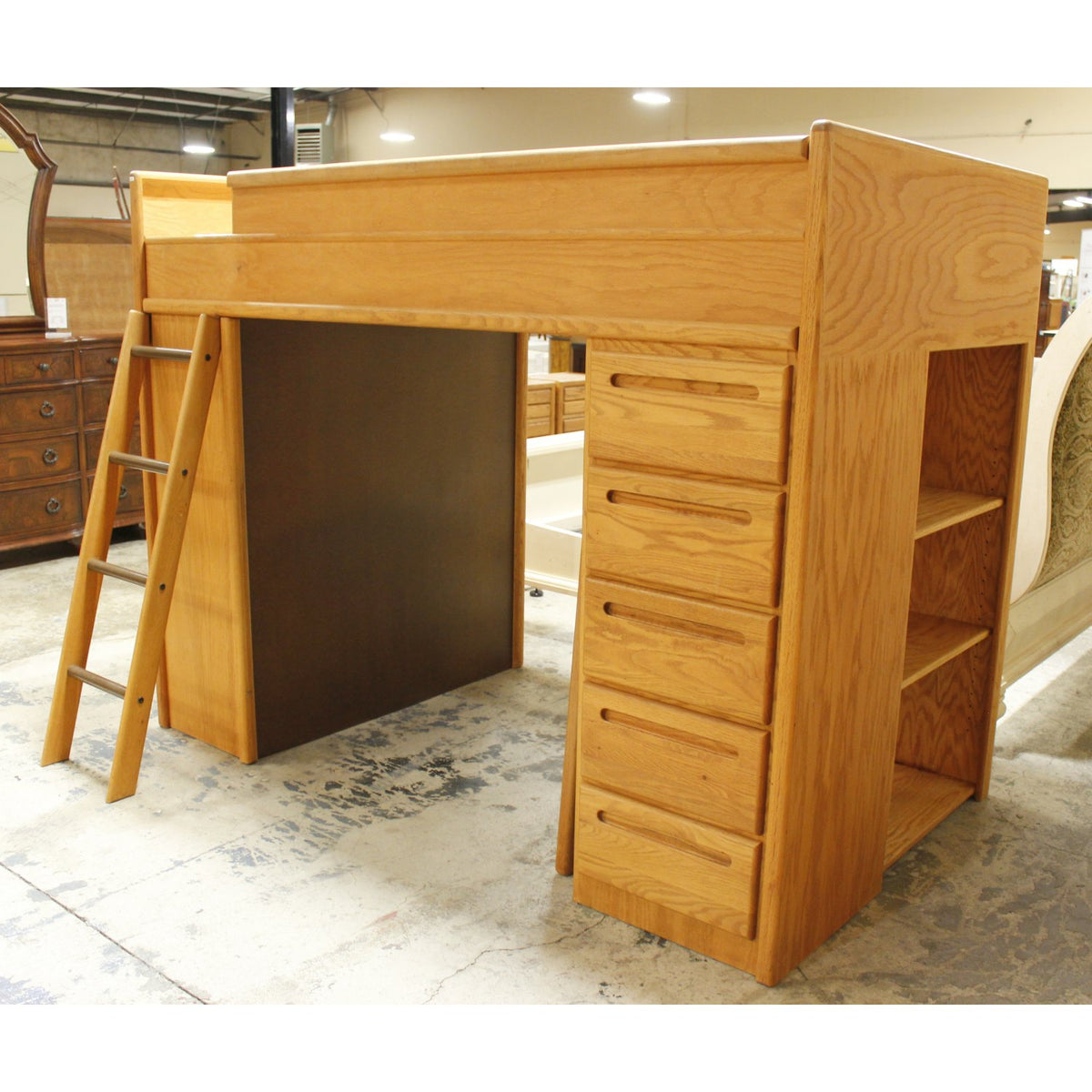 Oak Loft Bunk Bed w/Desk & Chair