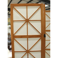 3 Panel Blond Wood & Fabric Room Divider