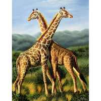 Framed Original Oil Painting - Giraffe