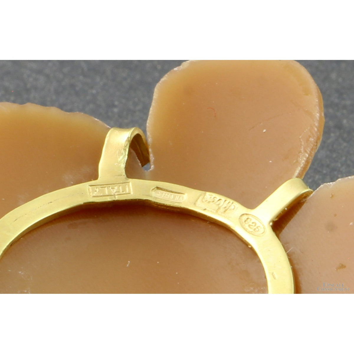 Italian Hand-Carved Shell Flower Cameo Pendant by D. Luca