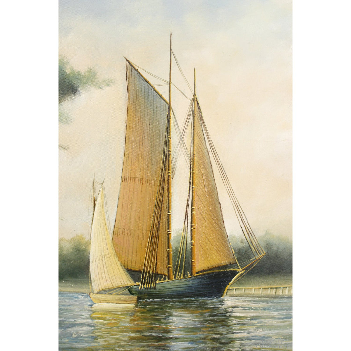Original Oil Painting - Sailboats on Still Waters