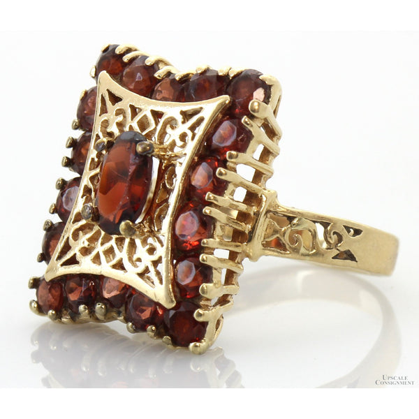 14K Yellow Gold Pyrope-Spessartine Garnet Openwork Statement Ring