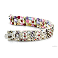 Multicolor Round Oval Heart Pear CZ Sterling Silver Bracelet