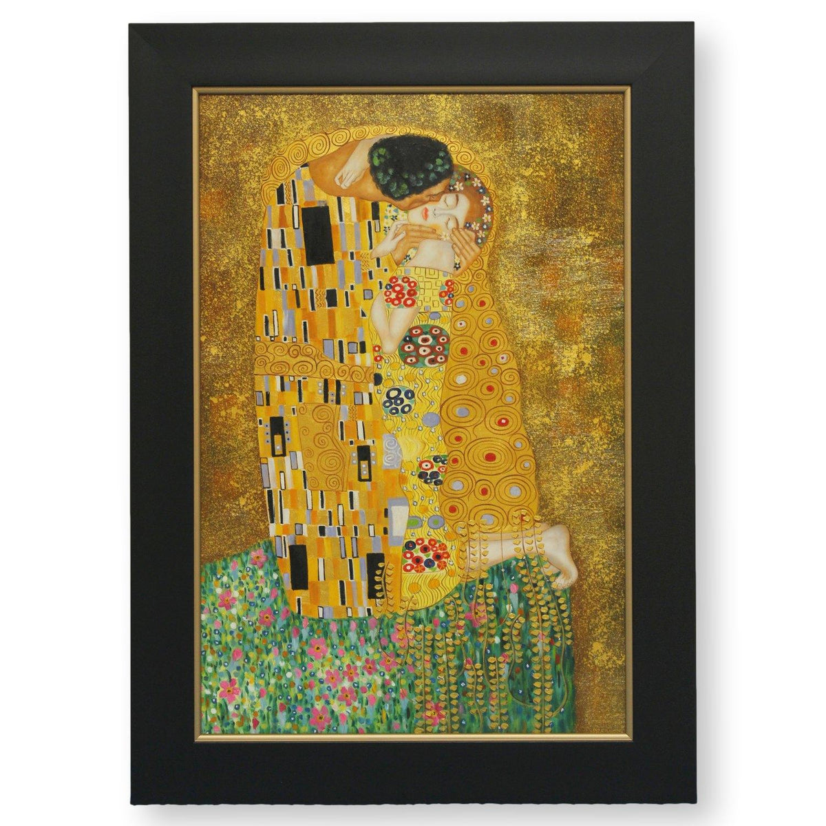 Framed Hand Embellished Oil Reproduction of Gustav Klimt's 'The Kiss'