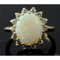 14K 1.36ct Australian Opal & .41ctw Diamond Halo Ring
