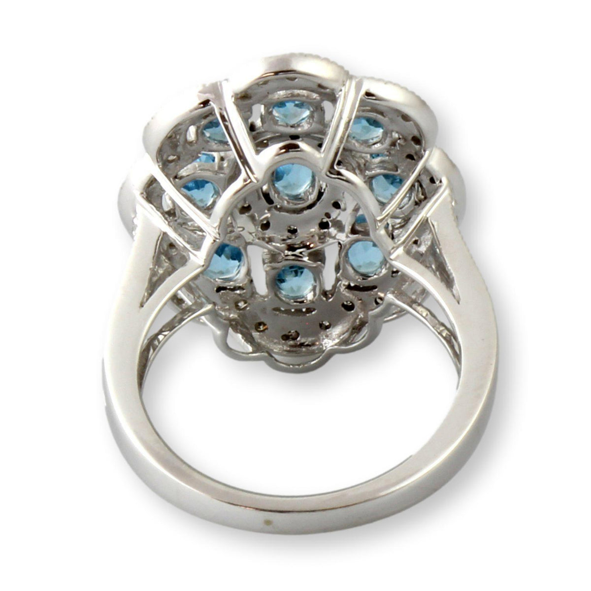 Italian Blue Topaz & Diamond Cluster Ring in 10K Gold by Milor