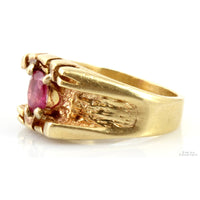 1.09ct Oval Lab-Created Ruby 14K Gold Men's Ring