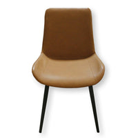 Cognac Brown Faux Leather Armless Chair