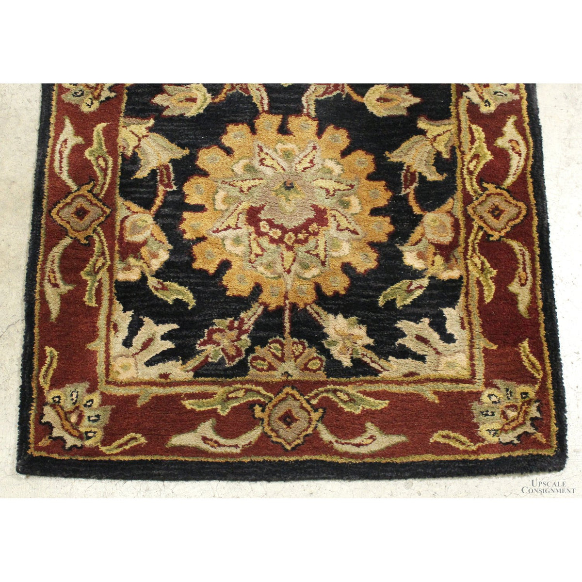 2' 6'' X 8' 1'' Burgundy/Black Wool Runner Rug