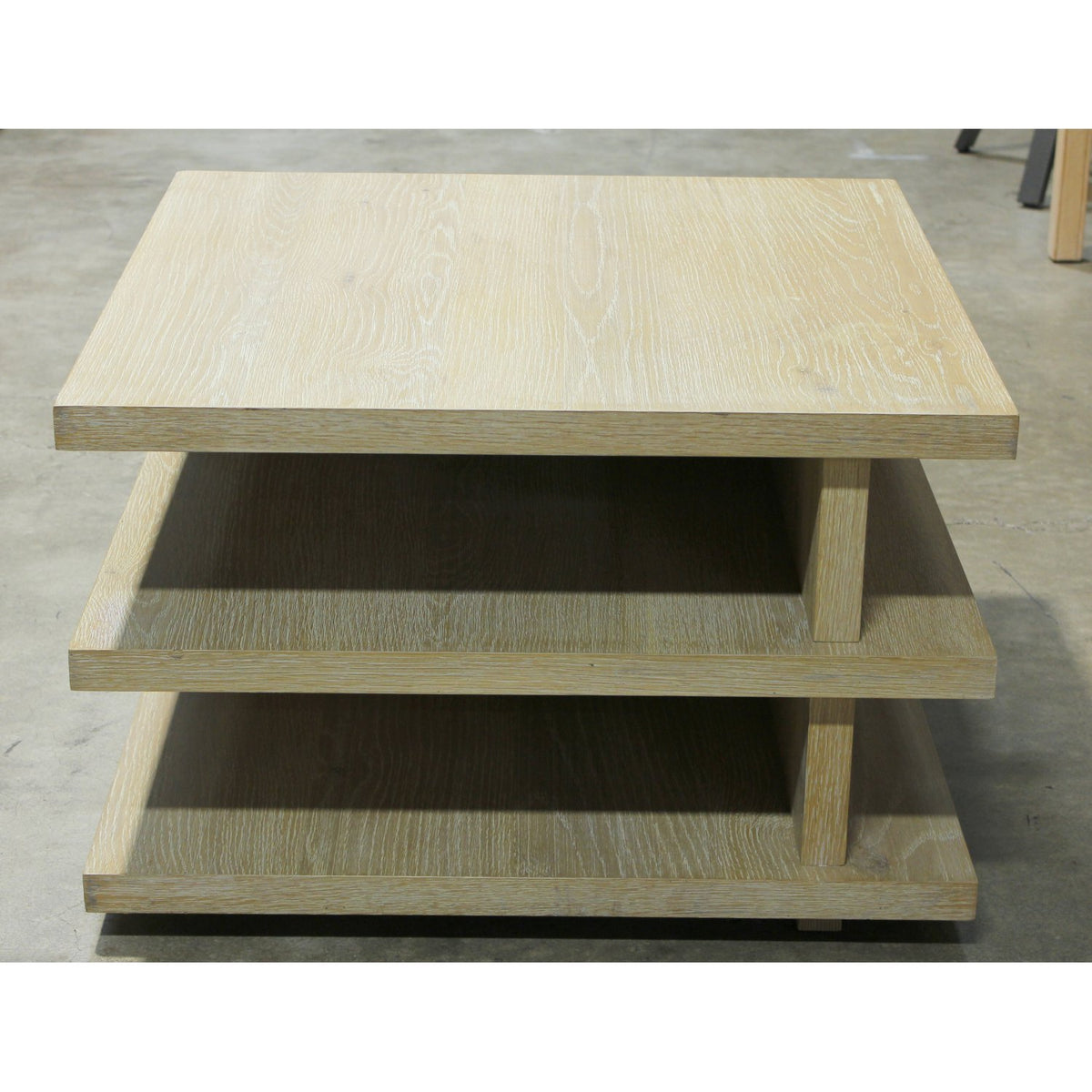 Crate & Barrel 3-Tier Bleached Oak Coffee Table