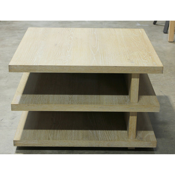 Crate & Barrel 3-Tier Bleached Oak Coffee Table