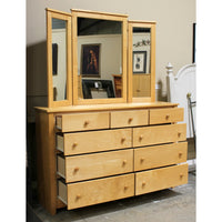 Maple Double Dresser w/Tri-Fold Mirror