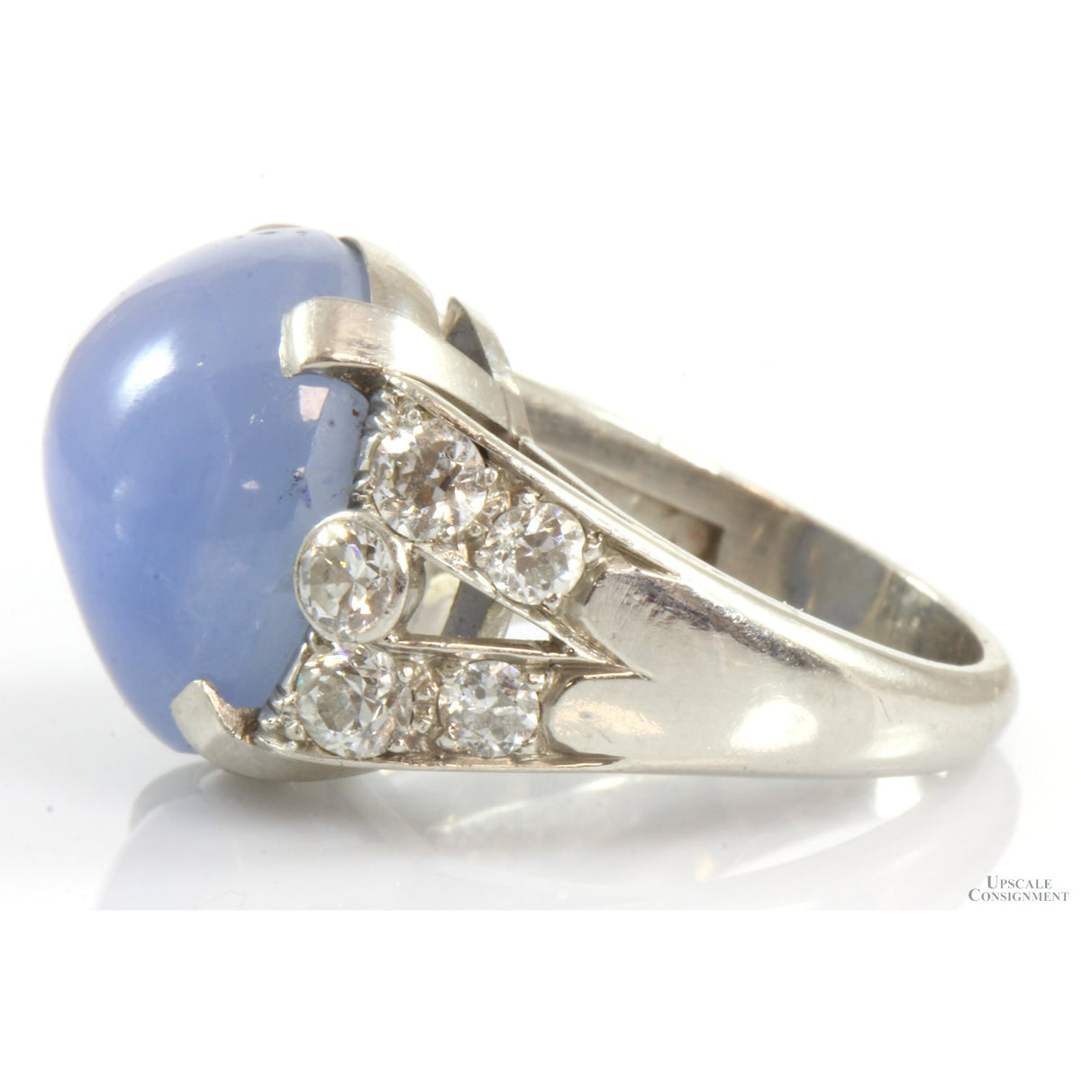 22.92ct Natural Star Sapphire 1.00ctw Diamond Platinum Ring