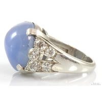 22.92ct Natural Star Sapphire 1.00ctw Diamond Platinum Ring