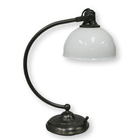 Pottery Barn Bronze Desk Lamp w/Milk Glass Shade