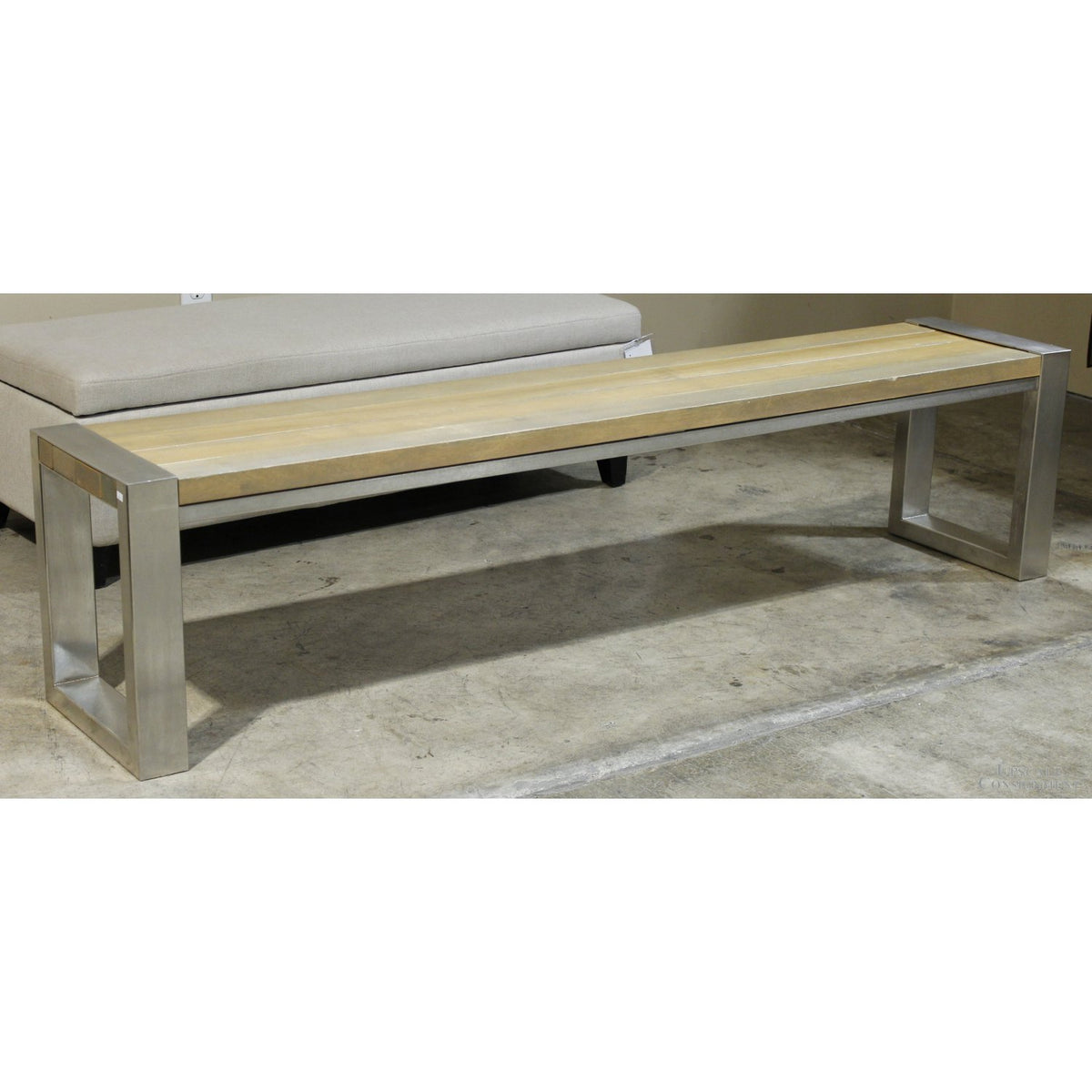 Wood Plank & Chrome Bench