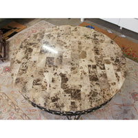 Round Stone Top & Wrought Iron Coffee Table