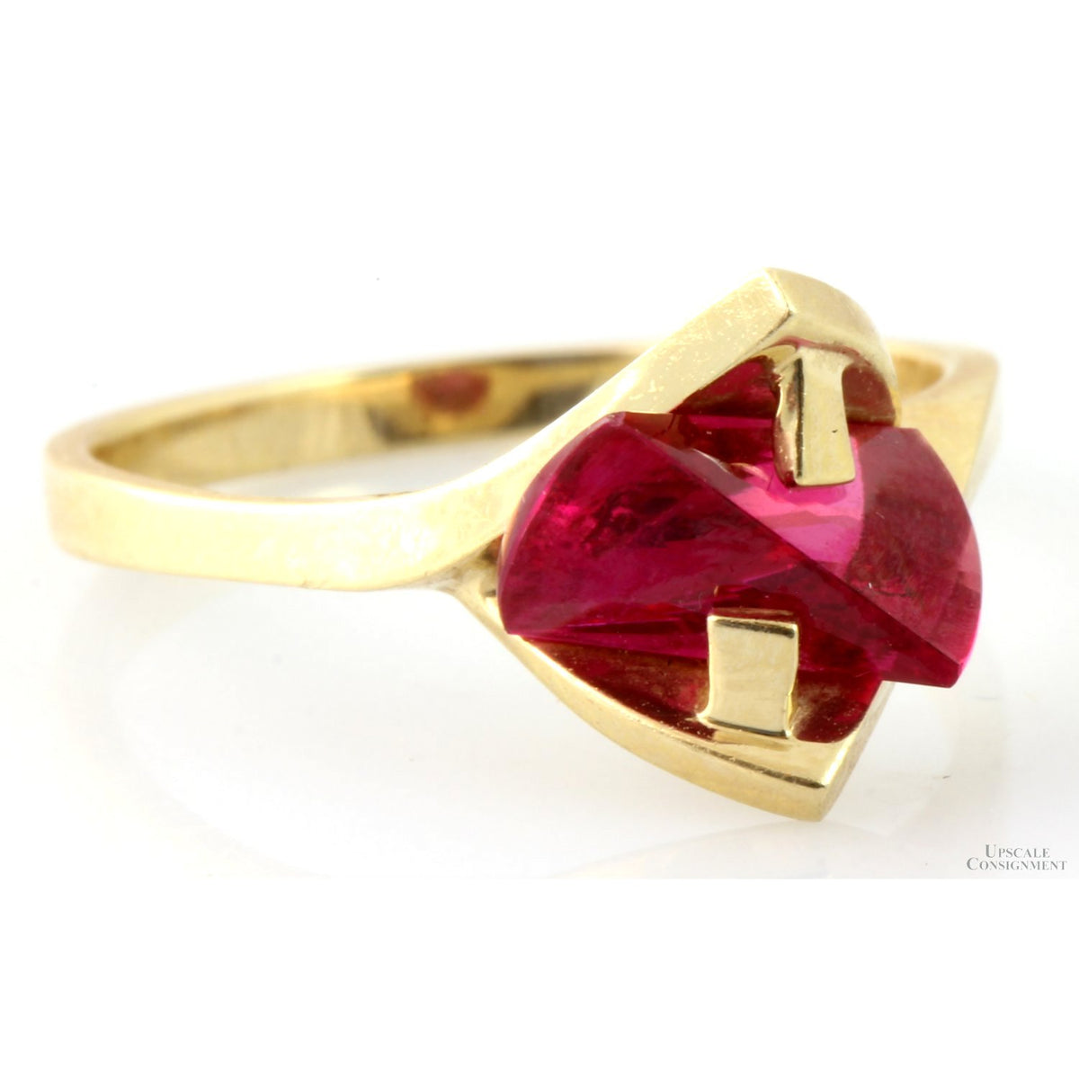 Lighthouse Lens Cut Created Red Spinel 14K Gold Ring