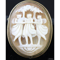 800 Silver THREE GRACES Shell Cameo Pendant Brooch