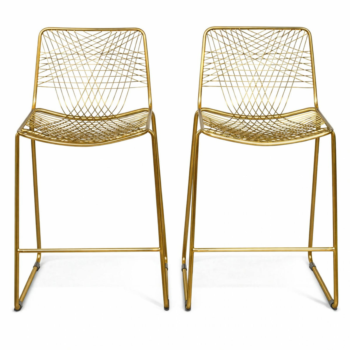 CB2 Pair of 'Alpha' Brass Wire Counter Stools