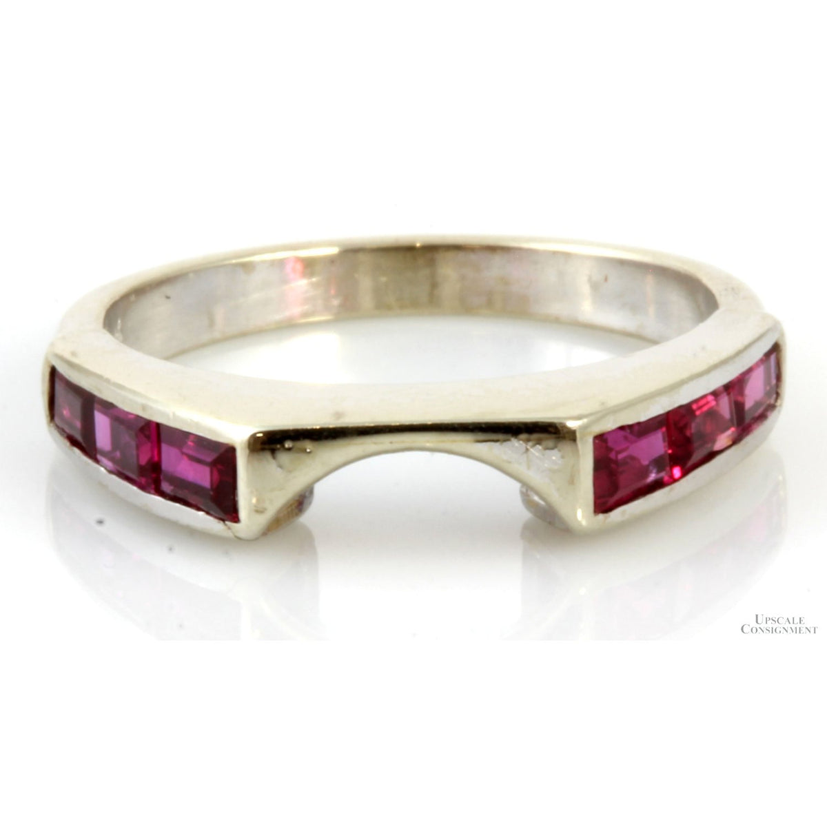 .65ctw Baguette Ruby 14K White Gold Enhancer Wrap Band