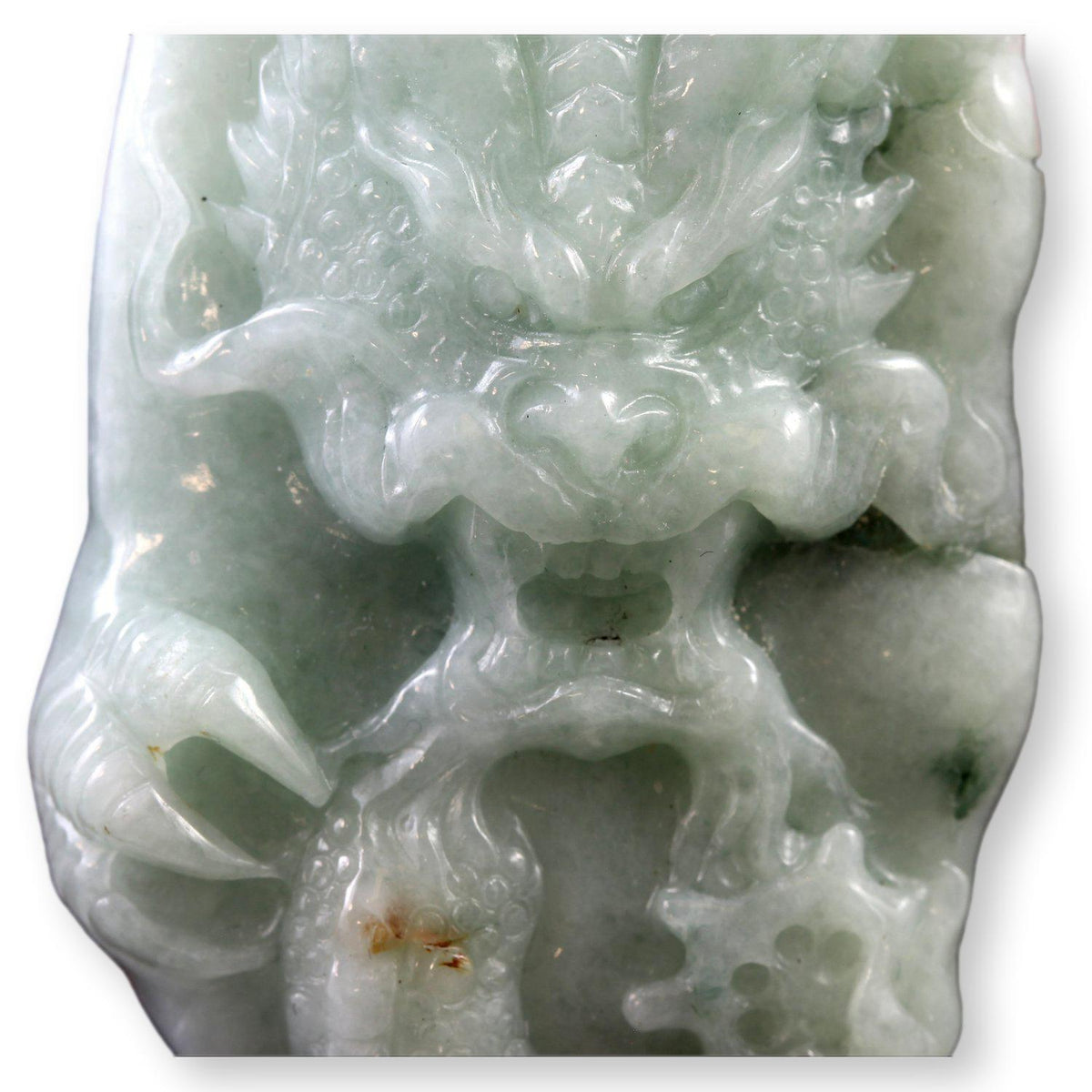 Grade A Burmese Green Jadeite Jade Dragon Pendant & Silk Cord