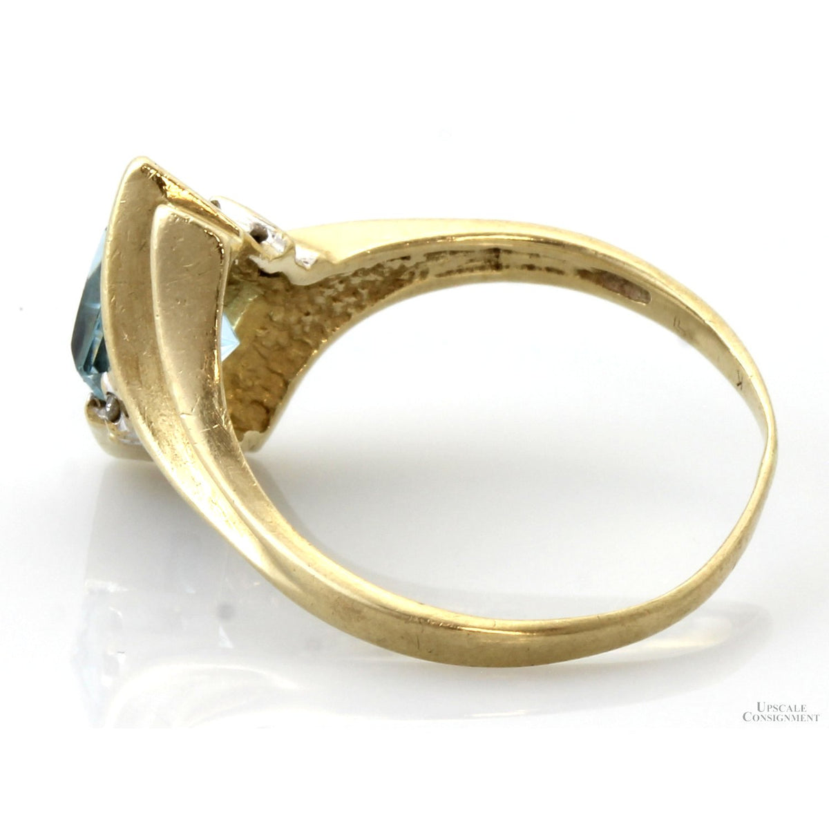 Vintage Love Story 14K Gold Fantasy-Cut Natural Aquamarine & Diamond Ring