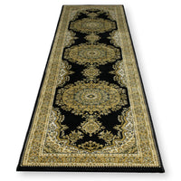 Starline 2' 8'' X 9' 11'' 'Turkish Bazar' Poly Black & Gold Runner Rug