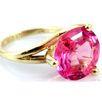 Fancy Pink Created Sapphire 14K Yellow Gold Ring