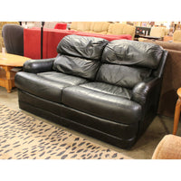 Drexel Heritage Black Leather Loveseat