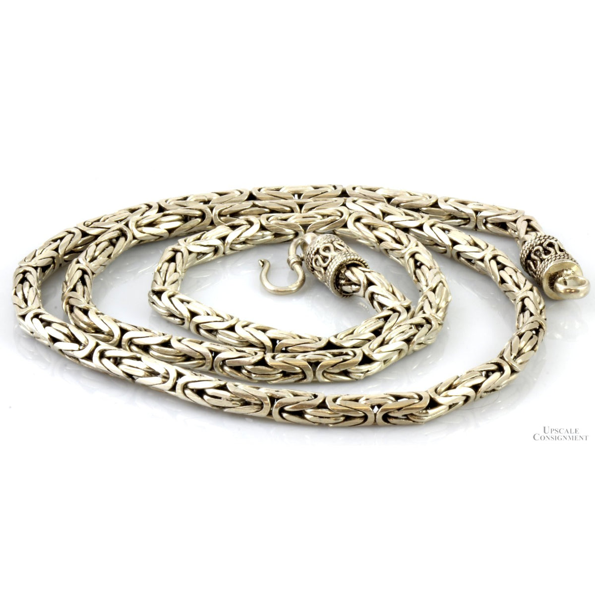 Sterling Silver 5.0mm-5.25mm(w) Byzantine Style Chain Necklace