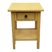 Distressed Yellow Side Table w/Drawer